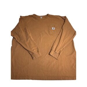 Carhart‎ mens brown long sleeve shirt front pockets workwear casual Size 2XL